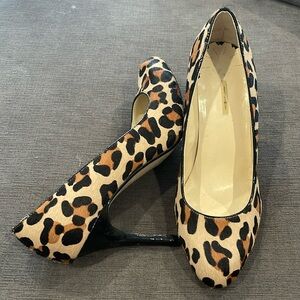 Max studio pony hair leopard print shoes.